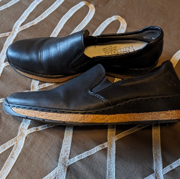 Rieker size 41 black leather slip on loafers - Picture 1 of 6